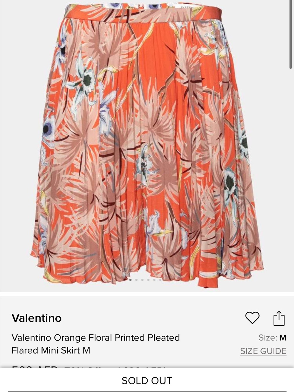 Valentino Coral-Orange Silk Floral Skirt like new
